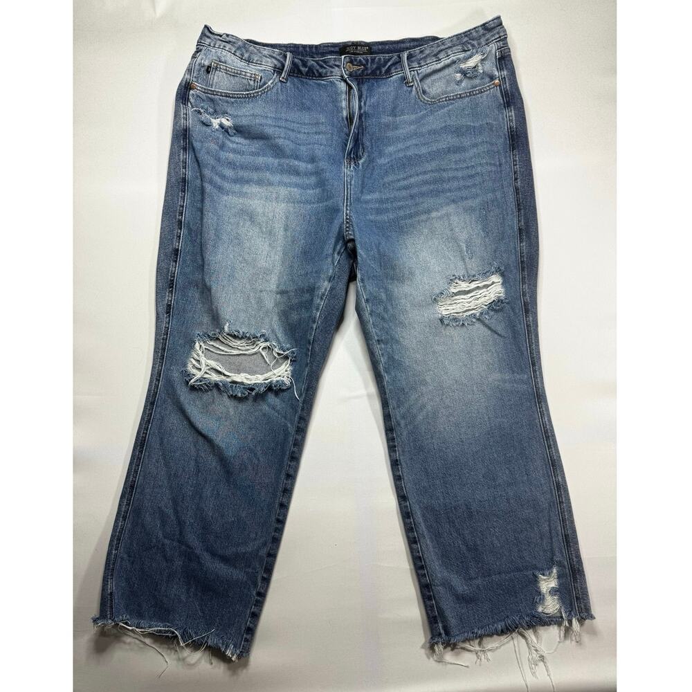 Judy Blue Women's Distressed Straight Crop Stretch Denim Jeans - 24W‎ (45x28)